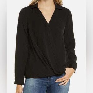 Vince Camuto Lapel Neck Wrap Top